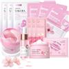 LAIKOU Kit per la Cura Della Pelle Sakura, Mini Size da Viaggio Skincare | 13 Pezzi Kit Idratante Viso con Maschera Crema Siero Maschera Occhi Maschera Labbra, per Femmina Ragazze Adolescenti