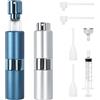 Luabue 2 Pezzi 20ml Spruzzino Profumo Ricaricabile Rotazione Blu&Argento | Atomizzatore Nebulizzatore Profumo Mini Bottiglia di Profumo per Borsetta e Viaggio