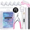 Ferizzia 120 Pezzi Unghie Finte Nail System, 12 Taglie Dual Form Tip Unghie Ricostruzione Strumenti, Riutilizzabili Nail Dual Form Kit, con Clip, Pennello Polygel a Doppia Estremità e Lima