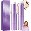 BGASWR Fondotinta in stick, stick per il trucco in crema 2 in 1 con pennello per sfumare incorporato, coprenza modulabile e leggera, finish naturale con idratazione luminosa per pelli secche. (Avorio)
