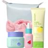 QUIYUM Set Cura Viso ai Frutti, Kit da 4 Pezzi per Donne e Adolescenti | con Detergente, Siero, Crema Idratante e Fascia per Capelli