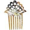 Marycrafts Pettine per Capelli 7 Denti Fiore di Loto in Corno Naturale Fatto a Mano - Accessorio Capelli Donna Artigianale