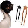 Futuhada 2 Pcs Forcina per Capelli A Forma di U, Forcine in Stile Francese, Semplice Fermaglio per Capelli in legno, Punte Perni di Chignon Updo per Ragazze Donne Bun Capelli Styling Accessori (stella)