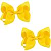 HLMYER 2 fermagli per capelli con fiocco giallo, graziosi fiocchi in raso giallo per capelli, stile retrò, unisex per bambini