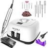 NAILGIRLS Fresa per Unghie Professionale 35000RPM, Fresa Unghie, Lima Per Unghie Elettrica, Lima Unghie Elettrica con LED Intelligente e Modalità Pedale, Portatile per Rimozione Gel/Smalto (Bianco)