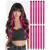 RUWISS Extension Capelli Fucsia Clip 12 Pezzi Colorati Posticci per Donna | 55 cm Extension Capelli Sintetici Colorati - Facili da Indossare, Resistenti, Perfette per Carnevale, Festa e Halloween