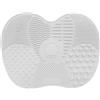 Onlineforu LTD Tampone per la pulizia dei pennelli da trucco, piccolo tappetino in silicone bianco con motivi testurizzati e forti ventose per una pulizia profonda