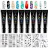 Biutee 5 Pezzi Nail Art Stamping Piatti, 8 Colori Gel per Stamping | Testina di Stampa in Silicone Sostituibile, Timbro, Semipermanente, French Unghie