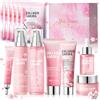 Miioto Sakura Skin Care Set, Skincare Kit, Kit Skincare Viso Completo,Regalo Donne | con Crema Mani, Crema Viso, Tonico, Lozione, Detergente, Maschera Viso, Crema Contorno Occhi, Siero, Adolescenti, 12PCS
