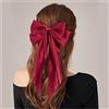 Inilbran Vintage Seta Fiocco Capelli Clip Rosso Bowknot Capelli Barrettes Coda Lunga Seta Fiocco Capelli Clip Barrette Grande Fiocco Capelli Accessori Francese Bowknot Clip Copricapo Per Donne