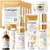Allony Kit Skincare Viso Completo, 11Pezzi Set Skincare Collagene | Skincare Coreana Kit 7 in 1, Crema Viso Collagene, collagen Mask, Eye Cream, Toner visos, Cleanser, Siero visos, Face Lotion