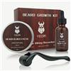 INVJOY Derma Roller - Kit per la crescita della barba, Dermaroller con 540 aghi, olio di siero per la crescita della barba, balsamo da barba, regalo perfetto per gli uomini