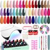 VANREESA Kit Unghie Semipermanente, Rosa Rosso Marrone Viola 24 Colori Autunno Kit Unghie Gel Completo con 36W Lampada U V e Base Top Coat Set Manicure Regalo per Le Donne