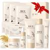SHOPPGO Riso Kit Skincare Viso Completo, Skin Care Coreana Set Completo, 11 Pezzi | Con Detergente, Maschera, Maschera, Rice Toner, Contorno Occhi, Idrata e Nutre, Lasciando la Pelle Radiosa