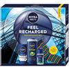 NIVEA MEN Feel Recharged Regalo di Natale - Set di cosmetici per viso e corpo da uomo: crema idratante, gel doccia e rotolo antitraspirante + calzini GRATUITI