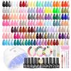PEACECOLOR Kit Semipermanente Unghie 55 Colori Kit Unghie Gel Completo con Lampada Base Top Opaco Brillantini Coat e Strumenti per Manicure Set Manicure per Principianti