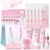exatta Kit per la Cura della Pelle Sakura 18 Pezzi,Set Skincare Viso Completo | Include Detergente,Crema, Siero,Siero per gli occhi,Maschera di fango,Maschera per dormire, Accessori,per Ragazze e Donne