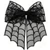 Yamobi Clip per capelli per Halloween, motivo a ragnatela nera, fermagli per capelli, ragnatela in tulle, accessori per feste di Halloween