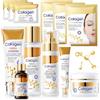 SHOPPGO Kit Skincare Viso Completo, Set Skincare Collagene, 12 Pezzi | Skincare Set con Creme, Serum, Face Lotion, Patch Occhi, Collagen Mask, Nutre in Profondità, Riduce le Rughe Sottili