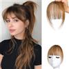 Swy Hair Extension per capelli con clip, 100% capelli umani, da donna, per uso quotidiano (A-marrone chiaro 2, Wispy Bangs)