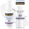 Neutrogena Ultra Sheer Moisturizing Face Serum with Vitamin E & SPF 60+, All Day Facial Sunscreen Serum with Broad Spectrum UVA/UVB Protection, Fragrance-Free, Oxybenzone-Free, 1.7 oz