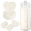 Generic 120 spugne per il viso, compresse per il viso, con contenitore a forma di cuore, spugne per la pulizia del viso, rimozione del trucco esfoliante (bianco)