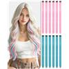 RUWISS Extension Capelli Clip 12 Pezzi Colorati Posticci per Donna | 55 cm Extension Capelli Sintetici Colorati - Facili da Indossare, Resistenti, Perfette per Carnevale, Festa e Halloween