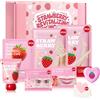 SHOPPGO Strawberry Skincare Kit, Set Skincare Viso Completo, 17PCS | Kit Bellezza Donna Regalo con Maschere Viso, Eye Patch, Maschera Mani, Maschera Piedi, Lip Mask, Profondamente Idratante