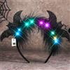 Reaky Fascia per capelli Halloween con illuminazione a LED, fascia per capelli con ragno nero scintillante, costume da festival, accessori per capelli di Halloween da donna