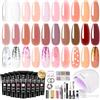 ROSALIND Kit Unghie Gel Completo, 20 Colori Mini Gel Ricostruzione Unghie | con 48W UV/LED Lampada, Base Coat y Top Coat, Nail Art Set Unghie Ricostruzione