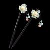 Yitexin 2 bastoncini per capelli tradizionali cinesi a forma di fiore, forcine in legno retrò, eleganti bacchette per capelli con fiore e nappa (stile A)