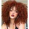 Siudus Parrucca afro castana corta riccia, da donna, anni '70 e '80, grande, morbida, in fibra sintetica, per cosplay, Halloween, colore rosso