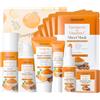 QUIYUM Kit Cura Viso con Crema Solare, Set Regalo Skincare 14 Pezzi Donna | Cura della Pelle alla Curcuma e Vitamina C con Detergente, Tonico, Siero, Crema Viso, Contorno Occhi, Maschera e Sapone