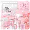 SHOWHEEL 15 Pezzi Kit per la Cura Della Pelle Sakura, Viaggio Prodotti Skincare | Kit include Siero, Detergente, Maschera per le Labbra, Maschera e Crema per Gli Occhi, per Ragazze e Donne