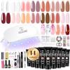 ROSALIND Kit Unghie Gel Completo, Kit Gel Ricostruzione Unghie 14 Colori | con Mini UV/LED Lampada, poligel per Unghie con Base y Top Coat, Nail Art Estensione delle Unghie Kit