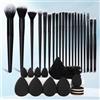 Generic Pennelli da trucco, 36 pezzi, set di pennelli da trucco professionali di alta qualità, sintetici, da viaggio, per donne (nero)