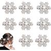 BUOKSLLY 8 forcine luccicanti a forma di fiocco di neve con strass, per donne e ragazze (argento)