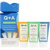 Q+A Bodycare Heroes Giftset - Routine Skincare in 3 Fasi: Detergente Corpo all'Acido Salicilico, Scrub Esfoliante con AHA e Crema Corpo alla Vitamina C, Formato da Viaggio 50ml ciascuno, Esfolia