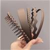Hrlace 5 cerchietti per capelli in plastica con denti antiscivolo, diversi stili, fascia per capelli ondulata, antiscivolo, a zigzag, per donna, uomo, ragazza, caffè