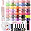 PHOENIXY POLYGEL PHOENIXY 54Pz Kit Unghie Gel Completo con Lampada UV e Fresa | 35 Colori Smalto Semipermanente Unghie, Finiture Lucide Matte Glitter Top Coats, Kit Semipermanente Unghie Regalo per Donne