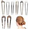Rairsky 8 Pezzi French Twist Hair Pin, Francesi Spille per Capelli a Forma di U | Riutilizzabili Forcine Capelli Donna, French Pin Hair Grandi, Metallo e Acetato Hairpin per Matrimoni Cerimonie Feste