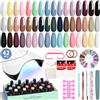 VANREESA Kit Unghie Gel Completo, 24 Colori Autunno Kit Semipermanente Unghie con 36W Lampada U V Smalto Semipermanente Unghie Bianco Verde Blu Marrone Manicure per Principianti