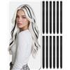 RUWISS Extension Capelli Nero Clip 12 Pezzi Colorati Posticci per Donna | 55 cm Extension Capelli Sintetici Colorati - Facili da Indossare, Resistenti, Perfette per Carnevale, Festa e Halloween