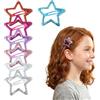 Righe e Pois Fermagli Capelli A Stella Glitter Clic Clac Mollette Per Capelli Da Donna e Bambina a Scatto Fermacapelli a Forma di Stella 5 CM - Set da 7 Hair Clip (Misto)