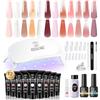 ROSALIND Poligel per Unghie Kit 10ml Gel Unghie Ricostruzione Kit Completo | con 12 Colori 10ml Gel, Mini UV Lampada, Base & Top Coat, Nail Art Poly Nail Gel Completo kit per Principiante