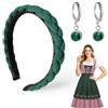 JOVYTH 1 Set Cerchietto In Velluto Con Orecchini, Fascia Intrecciata Verde Scuro, Cerchietto Dirndl, Set Accessori Tradizionali, Antiscivolo, Elegante, Per Ritorno A Scuola, Festa, Quotidiano, Verde