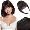 Silk-co Frangia Frontale Capelli Finti Frangetta Clip in Extension Posticci Donna Lisci Fascia Unica con Tempie 21.5g 2Clips Marrone Cioccolato