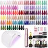 ROSALIND Kit Semipermanente Unghie con 48W UV LED Lampada Fresa per Unghie | 44+4 Pezzi Kit Unghie Gel Completo Bianco Rosa Verde Viola Rosso Grigio Mini Colori,Kit Smalto Semipermanente Completo Regalo