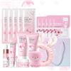 Dongcill Kit per la Cura della Pelle Sakura 18 Pezzi,Set Skincare Viso Completo | Include Detergente,Crema, Siero,Siero per gli occhi,Maschera di fango,Maschera per dormire, Accessori,per Ragazze e Donne