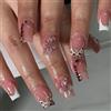 MouyouGlow Unghie Finte Corte MouyouGlow,Squadrata Marrone Leopard French 3D Fiori